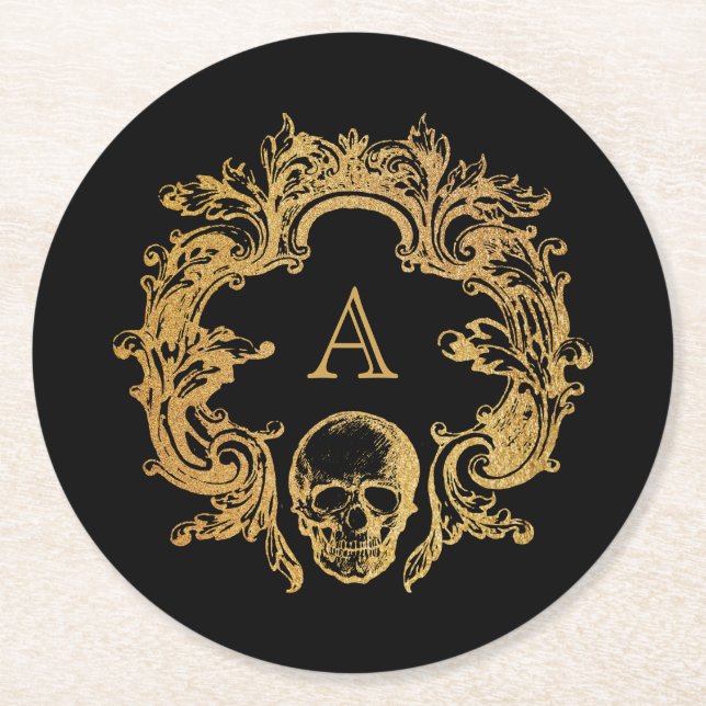 Dessous-de-verre Rond En Papier Glam gothique | DESSOUS DE VERRE | Noir (Devant)