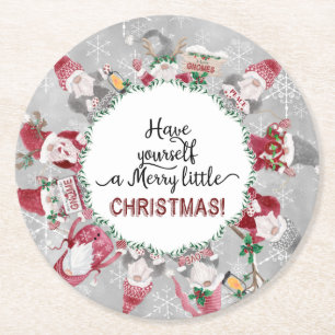 Dessous-de-verre Rond En Papier Gnomes de Noël de Noël chapeaux de Noël de Holly R