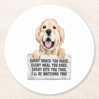 Dessous-de-verre Rond En Papier Golden Retriever Dog