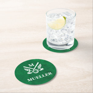 Dessous-de-verre Rond En Papier Golf Monogramme sur mesure