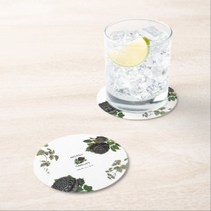 Dessous-de-verre Rond En Papier Gothique Halloween Rose noir Mariage