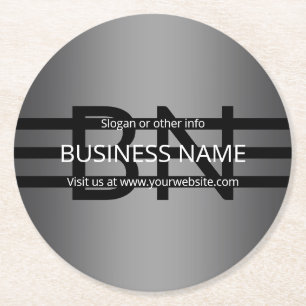 Dessous-de-verre Rond En Papier Gradient gris moderne et bandes noires horizontale