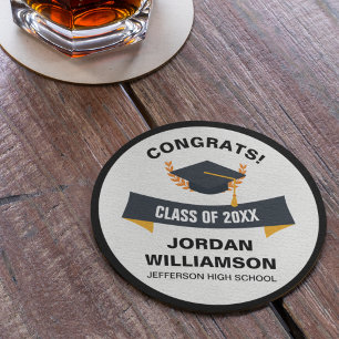Dessous-de-verre Rond En Papier Graduation Congrats Grad Class of 20XX Custom