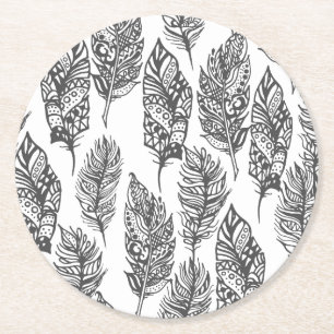 Dessous-de-verre Rond En Papier Griffonnage doux de plumes