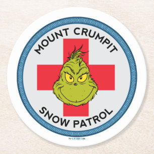 Dessous-de-verre Rond En Papier Grinch Patrouille de neige du mont Crumpit