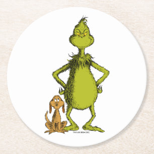 Dessous-de-verre Rond En Papier Grinch   posture de Max et Grinch