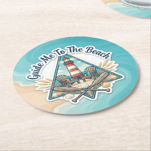 Dessous-de-verre Rond En Papier Guidez-Moi Vers La Plage