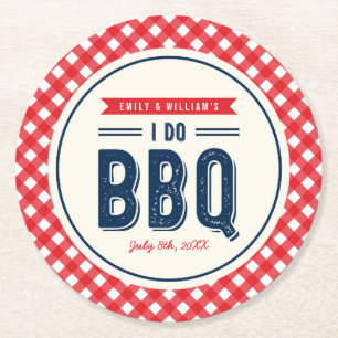 Dessous-de-verre Rond En Papier Guingan et bleu rouges je fais la partie de BBQ