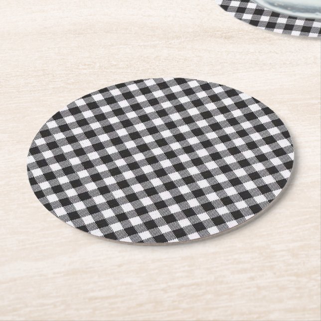 Dessous-de-verre Rond En Papier Guingan noir (Incliné)