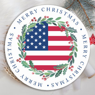 Dessous-de-verre Rond En Papier Guirlande de Noël patriotique du drapeau américa