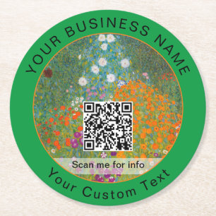 Dessous-de-verre Rond En Papier Gustav Klimt - Jardin des fleurs Code QR