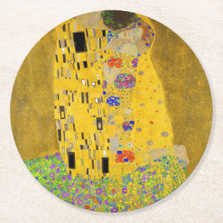 Dessous-de-verre Rond En Papier Gustav Klimt Le Zazzle du baiser