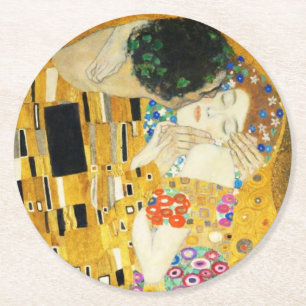 Dessous-de-verre Rond En Papier Gustav Klimt The Kiss Vintage
