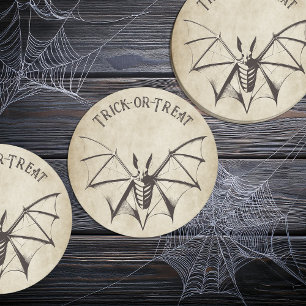 Dessous-de-verre Rond En Papier Halloween squelettique vintage