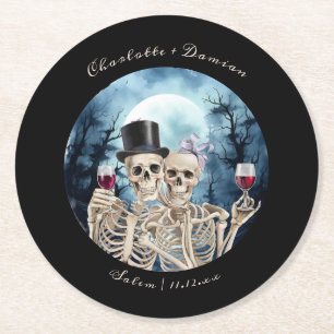 Dessous-de-verre Rond En Papier Hallowen Gothic Skuls Tarot Le Mariage des amoureu