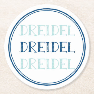 Dessous-de-verre Rond En Papier Hanoukka Dreidel Moderne