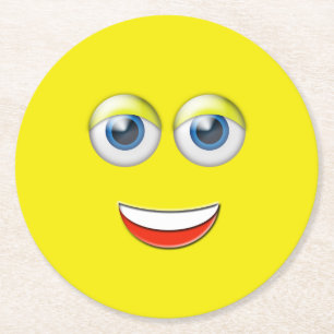 Dessous-de-verre Rond En Papier Happy Face Emoji