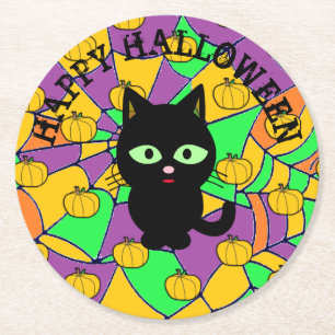 Dessous-de-verre Rond En Papier Happy Halloween Dessous de verre de fête jetables