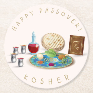 Dessous-de-verre Rond En Papier Happy Passover Plate Kosher Pesach