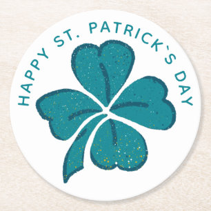 Dessous-de-verre Rond En Papier Happy St. Patrick`s Day Green Shamrock Clover