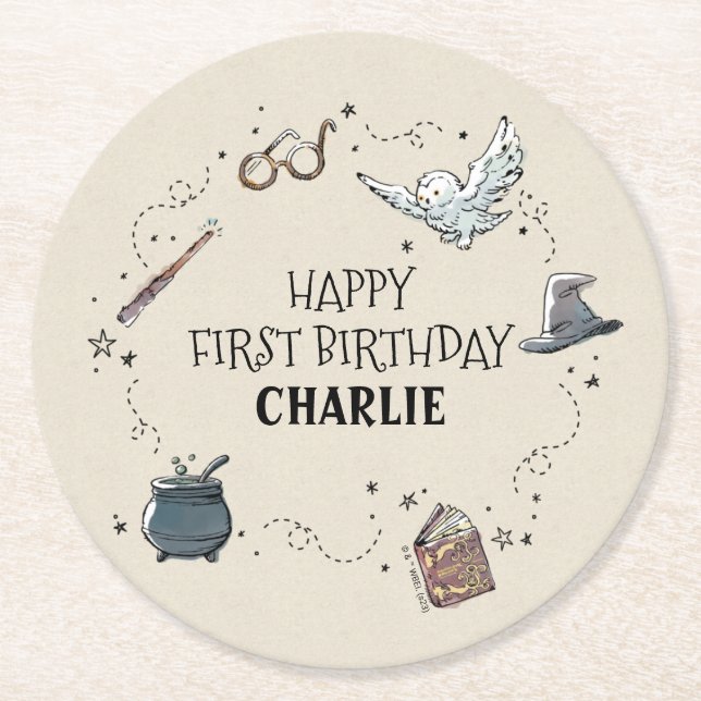 Dessous-de-verre Rond En Papier Harry Potter Premier Anniversaire (Devant)