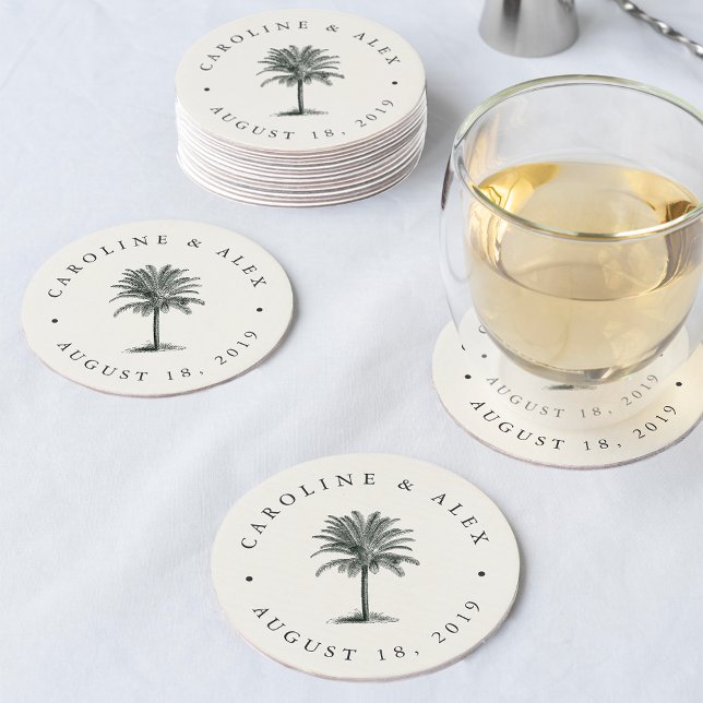 Dessous-de-verre Rond En Papier Havana Palm Mariage (Créateur téléchargé)