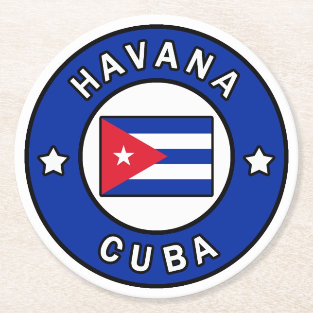 Dessous-de-verre Rond En Papier Havane Cuba (Devant)