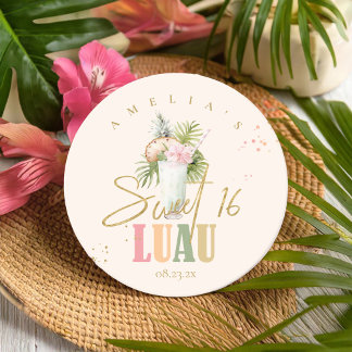 Dessous-de-verre Rond En Papier Hawaiian Luau Sweet sixteen ID1092