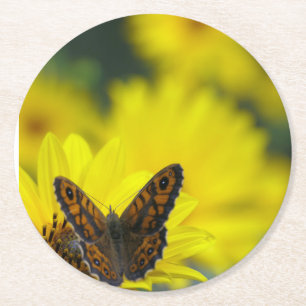 Dessous-de-verre Rond En Papier Hélénium de marguerite jaune