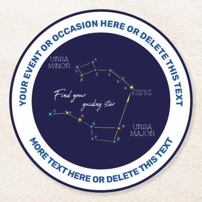 Dessous-de-verre Rond En Papier Hémisphère Nord Trouver Polaris Star (Devant)