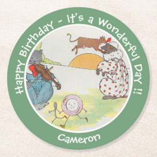 Dessous-de-verre Rond En Papier Hey Diddle Diddle Collection de fête d'anniversair