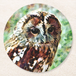 DESSOUS-DE-VERRE ROND EN PAPIER HIBOU