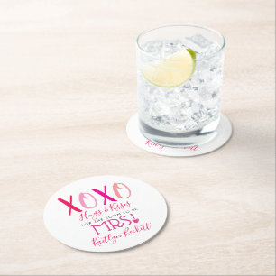 Dessous-de-verre Rond En Papier Hugs & Kisses (XOXO) Fête des mariées de la Saint