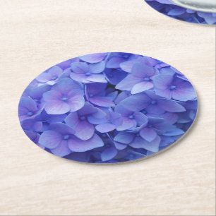 Dessous-de-verre Rond En Papier Hydrangée bleue