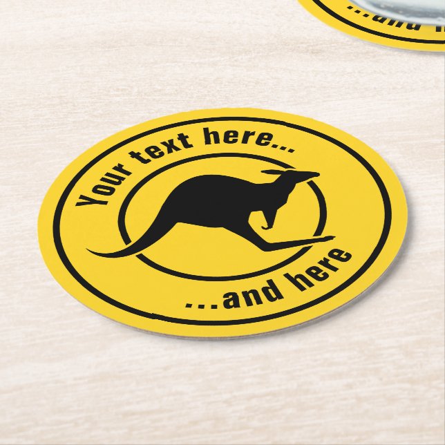 Dessous-de-verre Rond En Papier Icône Kangaroo (Incliné)