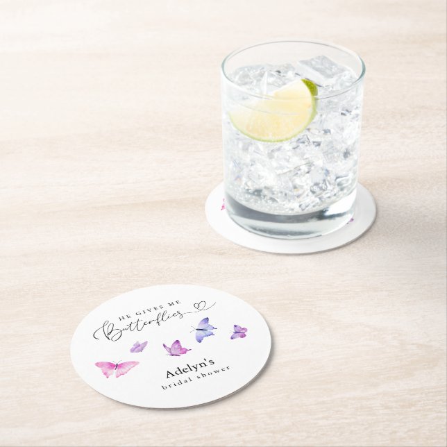 Dessous-de-verre Rond En Papier Il Me Donne Des Papillons (En situation)