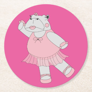 Dessous-de-verre Rond En Papier illusima Hippopotame Ballerine