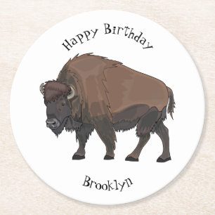 Dessous-de-verre Rond En Papier Illustration de bison