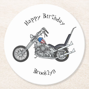 Dessous-de-verre Rond En Papier Illustration de Chopper Motorcycle 1950