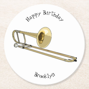Dessous-de-verre Rond En Papier Illustration de dessin animé de Trombone