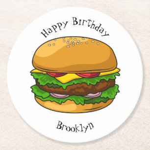 Dessous-de-verre Rond En Papier Illustration de Hamburger