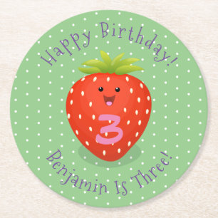 Dessous-de-verre Rond En Papier Illustration de la fraise Cute kawaii