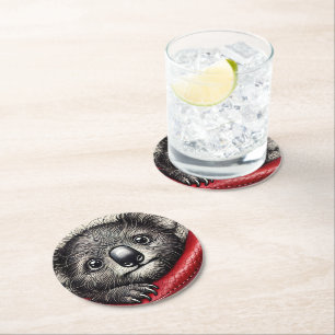 Dessous-de-verre Rond En Papier Illustration De L'Ours Cute Koala Avec Des Couleur