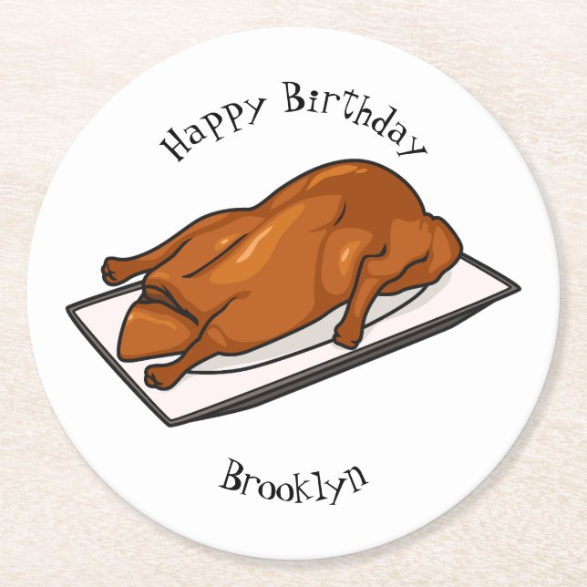 Dessous-de-verre Rond En Papier Illustration de Peking duck (Devant)