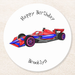 Dessous-de-verre Rond En Papier Illustration de voiture de course professionnelle