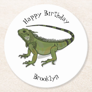 Dessous-de-verre Rond En Papier Illustration d'Iguana