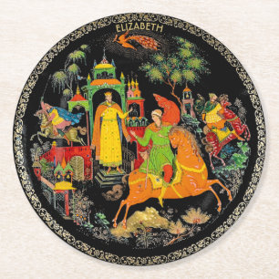 Dessous-de-verre Rond En Papier Imaginaire coloré de contes de fées russes Vinta