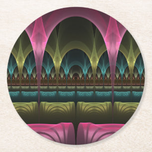 Dessous-de-verre Rond En Papier Imaginaire spécial Motif Abstrait coloré Fractal
