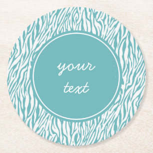 Dessous-de-verre Rond En Papier Impression Aqua White Zebra