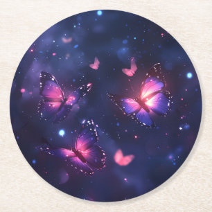 Dessous-de-verre Rond En Papier Jardin de papillons nocturnes célestes